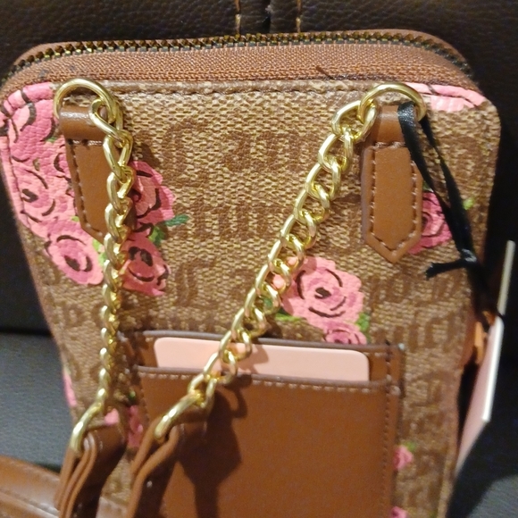 JUICY COUTURE CELLIE PINK BLOOM BROWN FORGET ME NOT CROSSBODY BAG - Picture 10 of 11